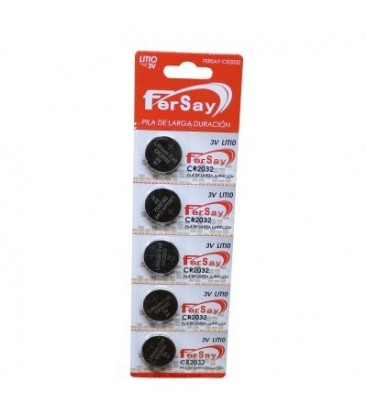 Pila botón Fersay formato CR2032 litio, 5 unidades
