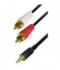 Cable con conector de 2 RCA Macho 3,5 a Jack. Stereo