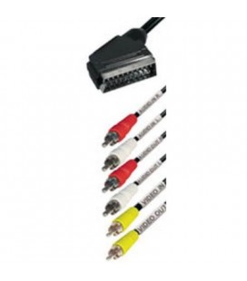 Cable euroconector macho a 6 RCA macho, 1,5 metros