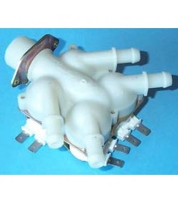 Electroválvula para lavadora universal, 4 vías, salida 180º