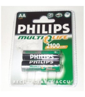 Pila recargable Pilips R06 2100 Mah formato AA, 2 unidades