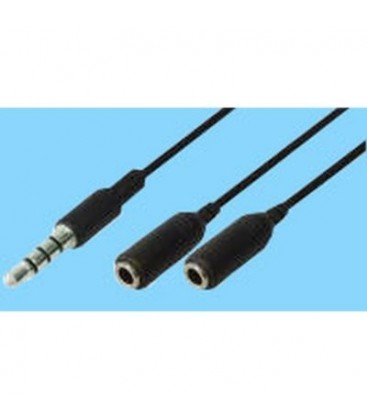 Cable audio 3,5mm st m - 2X3,5mm st h, 0,2m color negro. Válido para Iphone