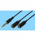Cable audio 3,5mm st m - 2X3,5mm st h, 0,2m color negro. Válido para Iphone