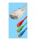 Cable SUB-D macho 15 pin HD- 3 rca macho, coaxial 75 ohmios, para aplicaciones hdtr/rgb