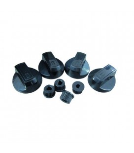 Kit cuatro (4) mandos negros niversales para cocina, eje negro 6 mm
