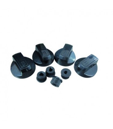Kit cuatro (4) mandos negros niversales para cocina, eje negro 6 mm