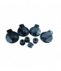 Kit cuatro (4) mandos negros niversales para cocina, eje negro 6 mm