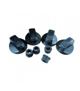 Kit cuatro de 4 mandos negros universales para cocina, eje 8 mm